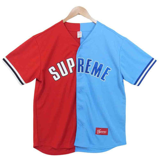 Supreme シュプリーム 21SS Don't Hate Baseball Jersey ドント ヘイト ベースボール ジャージ マルチカラー 半袖 シャツ 赤×水色系 M【新古品】【未使用】【中古】