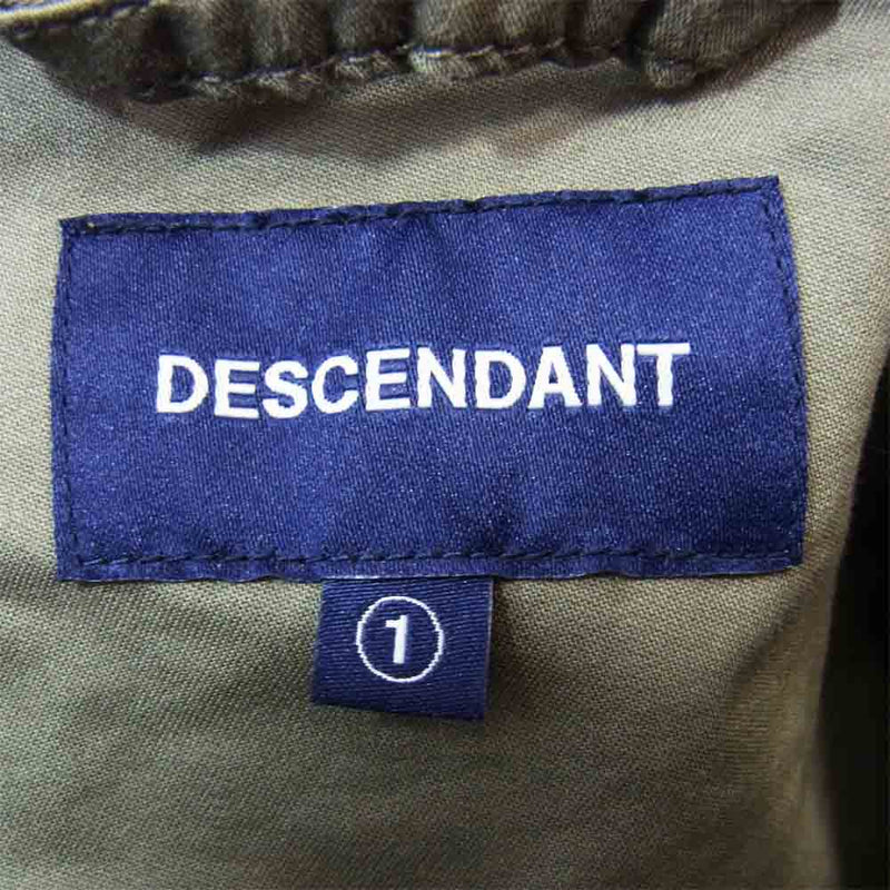 DESCENDANT ディセンダント 20AW REMNANTS SATIN LS SHIRTS ノーカラー シャツ カーキ系 1【美品】【中古】