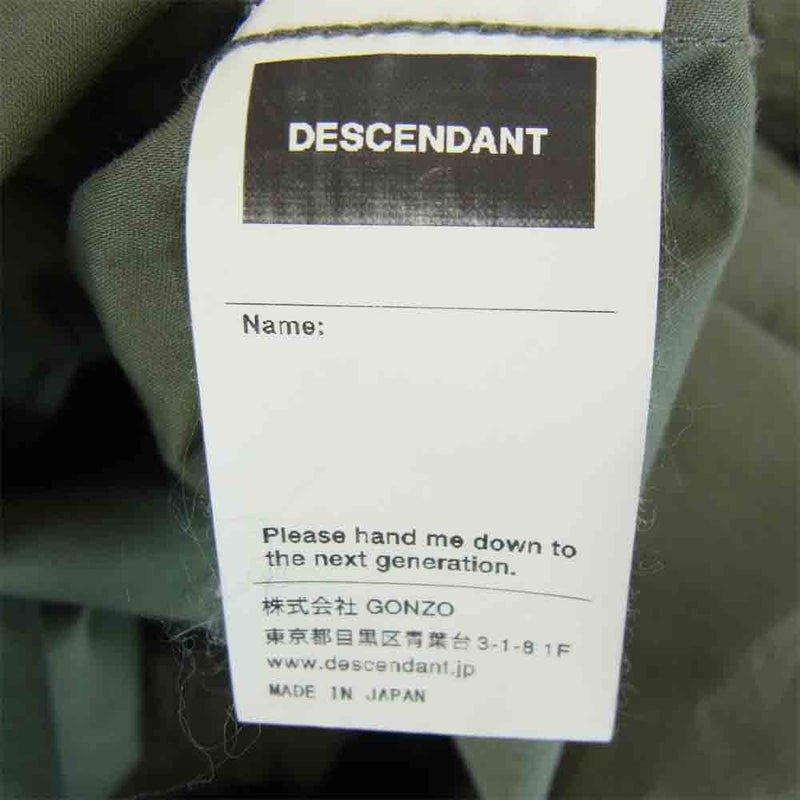 DESCENDANT ディセンダント 20AW REMNANTS SATIN LS SHIRTS ノーカラー シャツ カーキ系 1【美品】【中古】