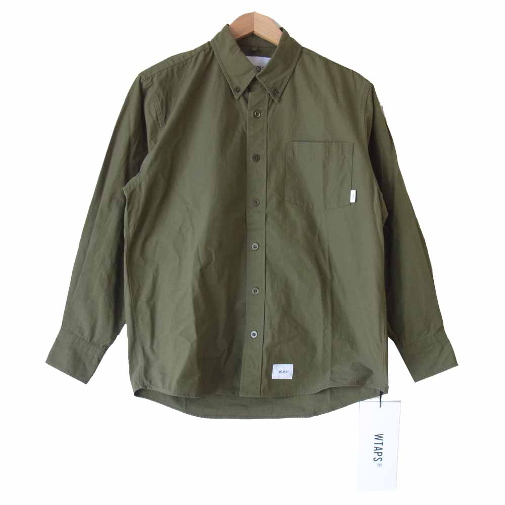 WTAPS ダブルタップス 20AW 202TQDT-SHM02 BD /LS / COTTON. RIPSTOP コットン リップストップ BD 長袖 シャツ カーキ系 S【新古品】【未使用】【中古】