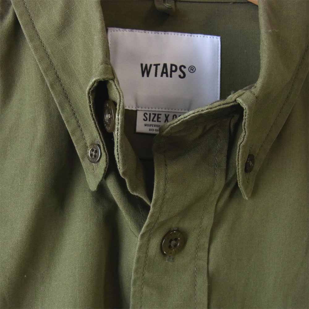 WTAPS ダブルタップス 20AW 202TQDT-SHM02 BD /LS / COTTON. RIPSTOP コットン リップストップ BD 長袖 シャツ カーキ系 S【新古品】【未使用】【中古】