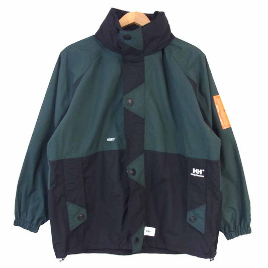 WTAPS ダブルタップス 20SS 201GDHHD-JKM01 × HELLY HANSEN ヘリーハンセン BOW JACKET ナイロン ジャケット 黒×緑 S【美品】【中古】