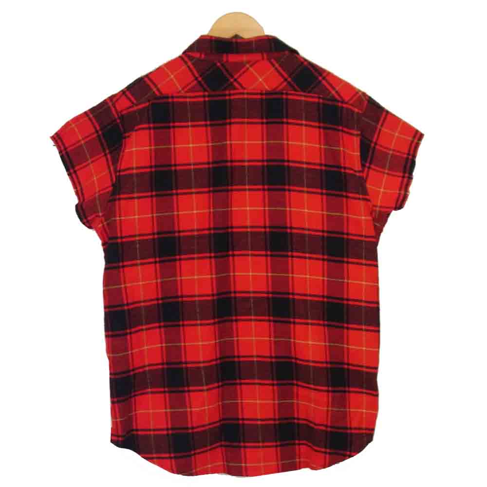 FEAR OF GOD フィアオブゴッド THIRD COLLECTION サイドジップ ノースリーブ フランネルシャツ レッド系 サイズ表記無【美品】【中古】