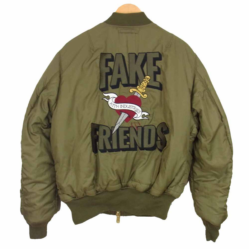 キス x Alpha Industries アルファ MA-1 Bomber ボンバー カーキ系 L【中古】