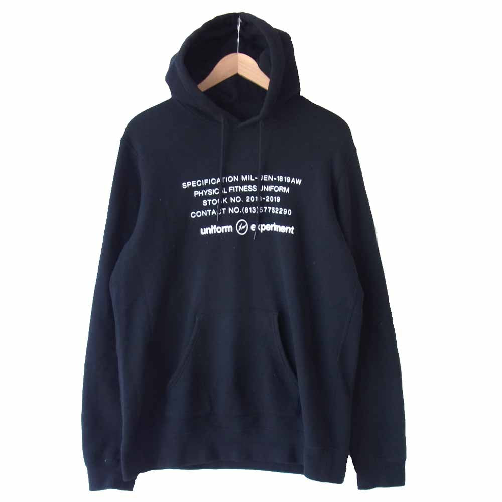 uniform experiment ユニフォームエクスペリメント UE-189124 UEN PHYSICAL FITNESS PULL OVER HOODY プルオーバー パーカー  ブラック系 4【中古】