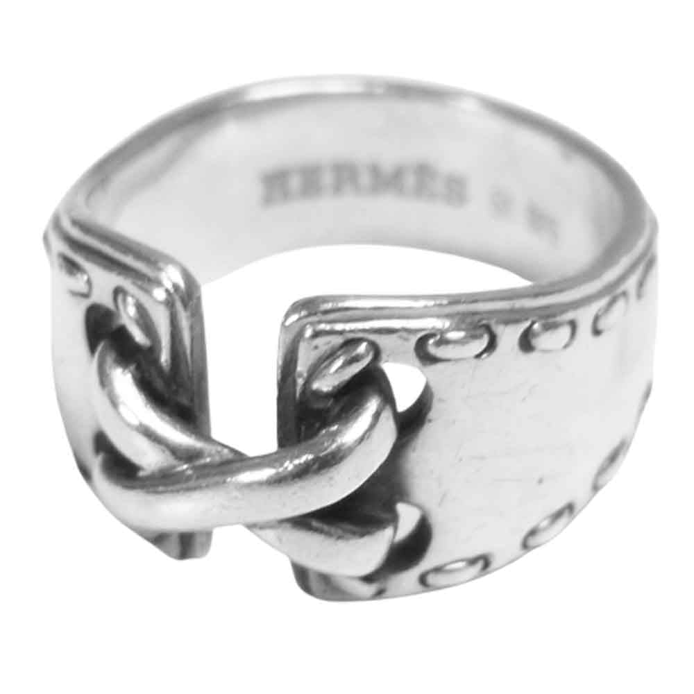 HERMES エルメス メキシコ コルセット リング シルバー系 7.5号程度【中古】