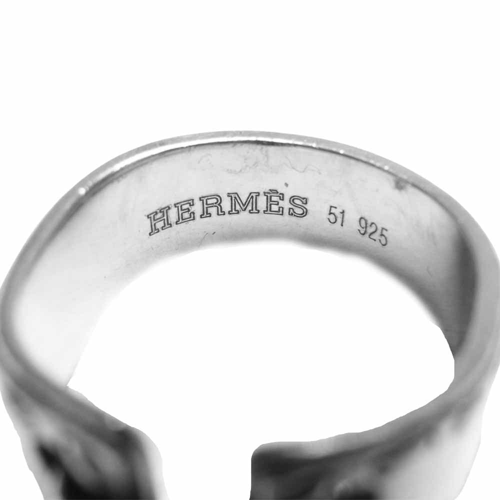 HERMES エルメス メキシコ コルセット リング シルバー系 7.5号程度【中古】