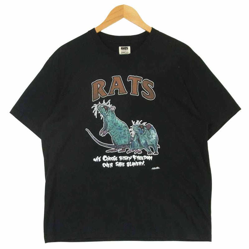 RATS ラッツ 19SS 19'SPT-0602 Hirotton TEE プリント 半袖 Tシャツ コットン ブラック系 M【中古】