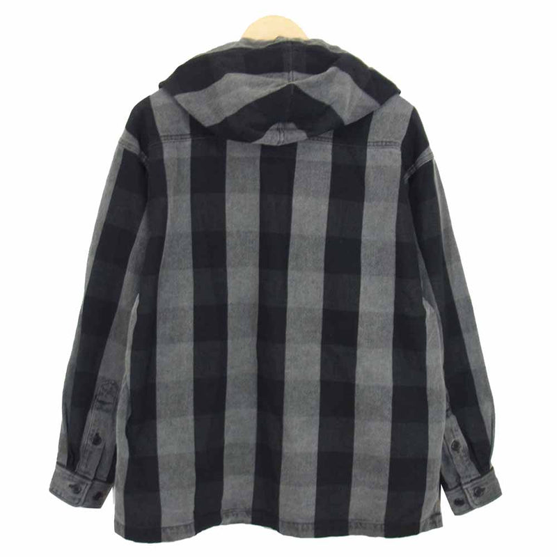 DESCENDANT ディセンダント HOODED LS SHIRT フード付 チェック 長袖 シャツ グレー系 1【中古】