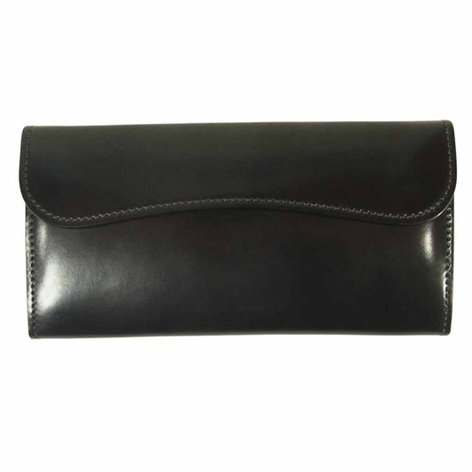 WILDSWANS ワイルドスワンズ タイガースブラザース別注 WAVE ホーウィンシェルコードバン ステッチシルバー 長財布 ブラック系【新古品】【未使用】【中古】