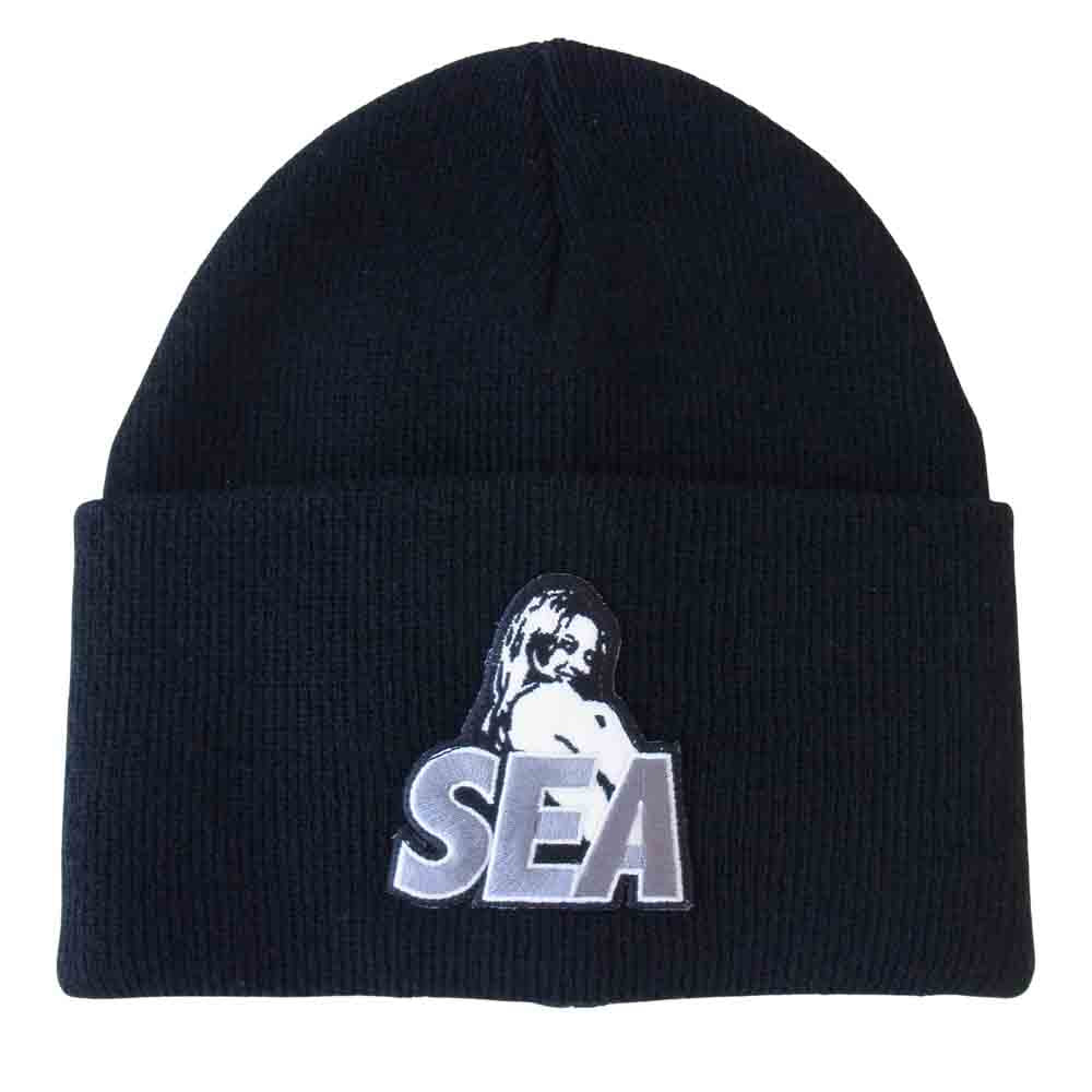 HYSTERIC GLAMOUR ヒステリックグラマー 02203QH07996 × ウィンダンシー WIND AND SEA Beanie ビーニー ブラック系 F【新古品】【未使用】【中古】