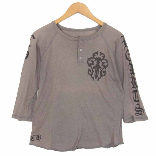 CHROME HEARTS クロムハーツ（原本無） 国内正規品 USA製 ヘンリーネック ダガー クロス プリント カットソー グレー系 M【中古】