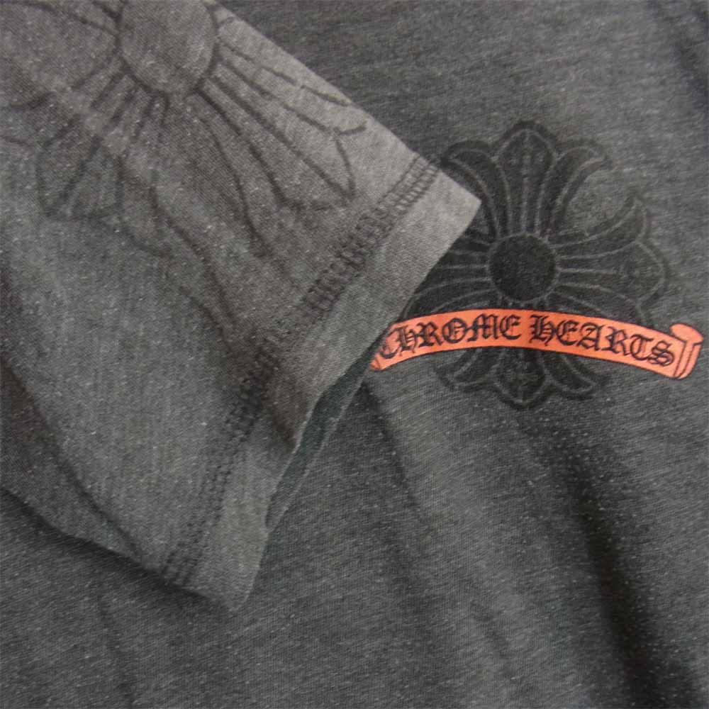 CHROME HEARTS クロムハーツ（原本無） 国内正規品 USA製 ヘンリーネック クロス スクロールラベル プリント カットソー グレー系 M【中古】