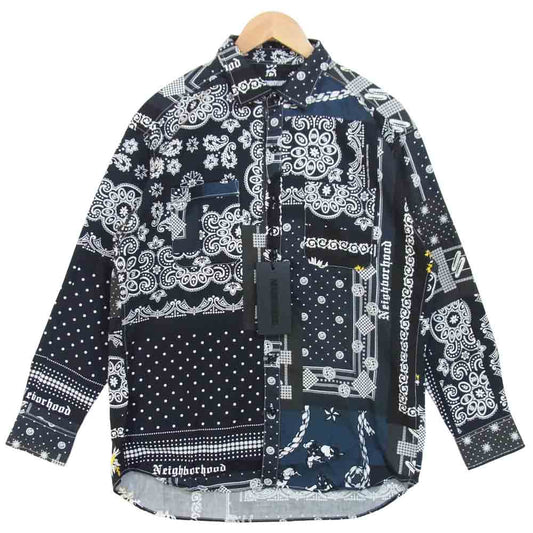 NEIGHBORHOOD ネイバーフッド 21SS 211TSNH-SHM10 BANDANA C-SHIRT . LS バンダナ 長袖 シャツ ブラック系 S【新古品】【未使用】【中古】
