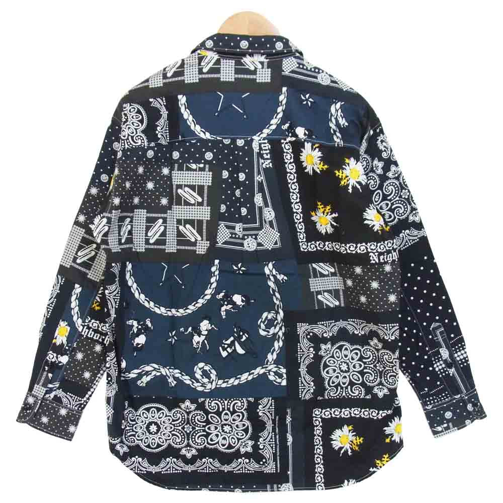 NEIGHBORHOOD ネイバーフッド 21SS 211TSNH-SHM10 BANDANA C-SHIRT . LS バンダナ 長袖 シャツ ブラック系 S【新古品】【未使用】【中古】
