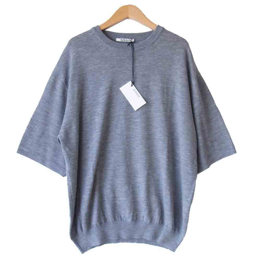 AURALEE オーラリー 21SS A21ST03CT CASHMERE HARD TWIST KNIT TEE ツイスト ニット Tシャツ グレー系 4【新古品】【未使用】【中古】