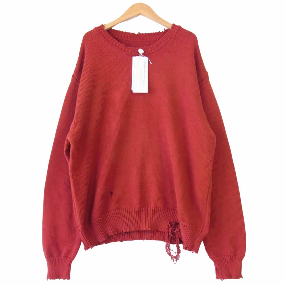 MAISON MARGIELA メゾンマルジェラ 20SS S50GP0136 GAUGE 5 JERSEY DESTROYED デストロイド プルオーバー ニット オレンジ系 L【極上美品】【中古】