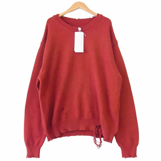 MAISON MARGIELA メゾンマルジェラ 20SS S50GP0136 GAUGE 5 JERSEY DESTROYED デストロイド プルオーバー ニット オレンジ系 L【極上美品】【中古】