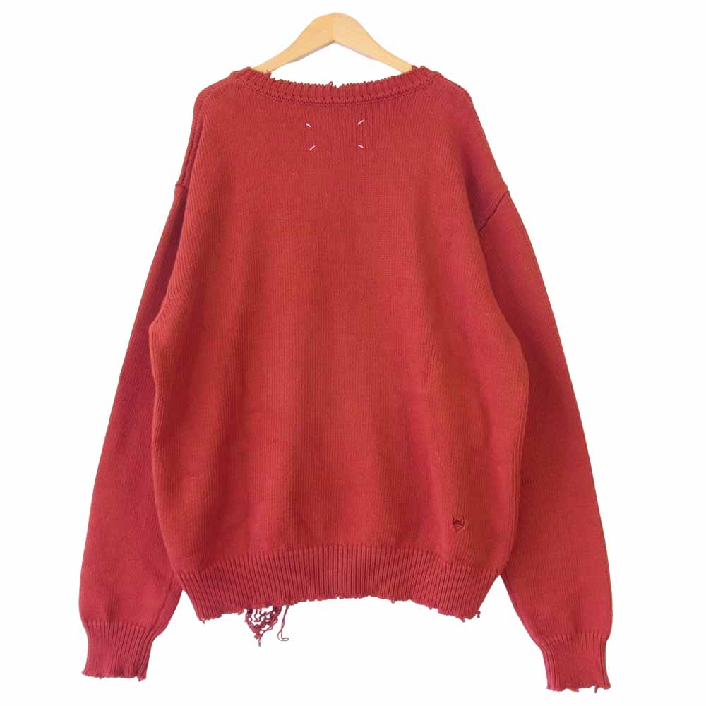 MAISON MARGIELA メゾンマルジェラ 20SS S50GP0136 GAUGE 5 JERSEY DESTROYED デストロイド プルオーバー ニット オレンジ系 L【極上美品】【中古】