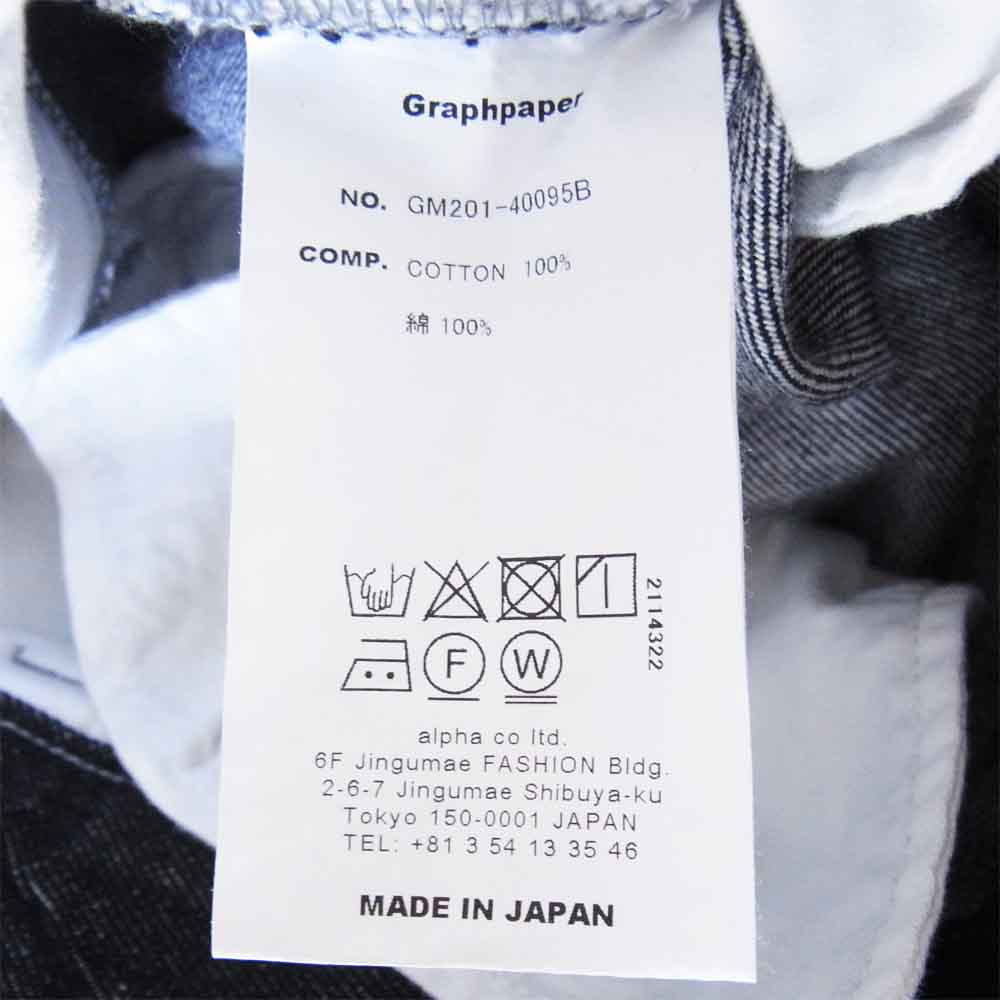 GRAPHPAPER グラフペーパー 20SS GM201-40095B COLORFAST DENIM 2 TUCK PANTS カラーファスト デニム タック パンツ インディゴブルー系 1【美品】【中古】