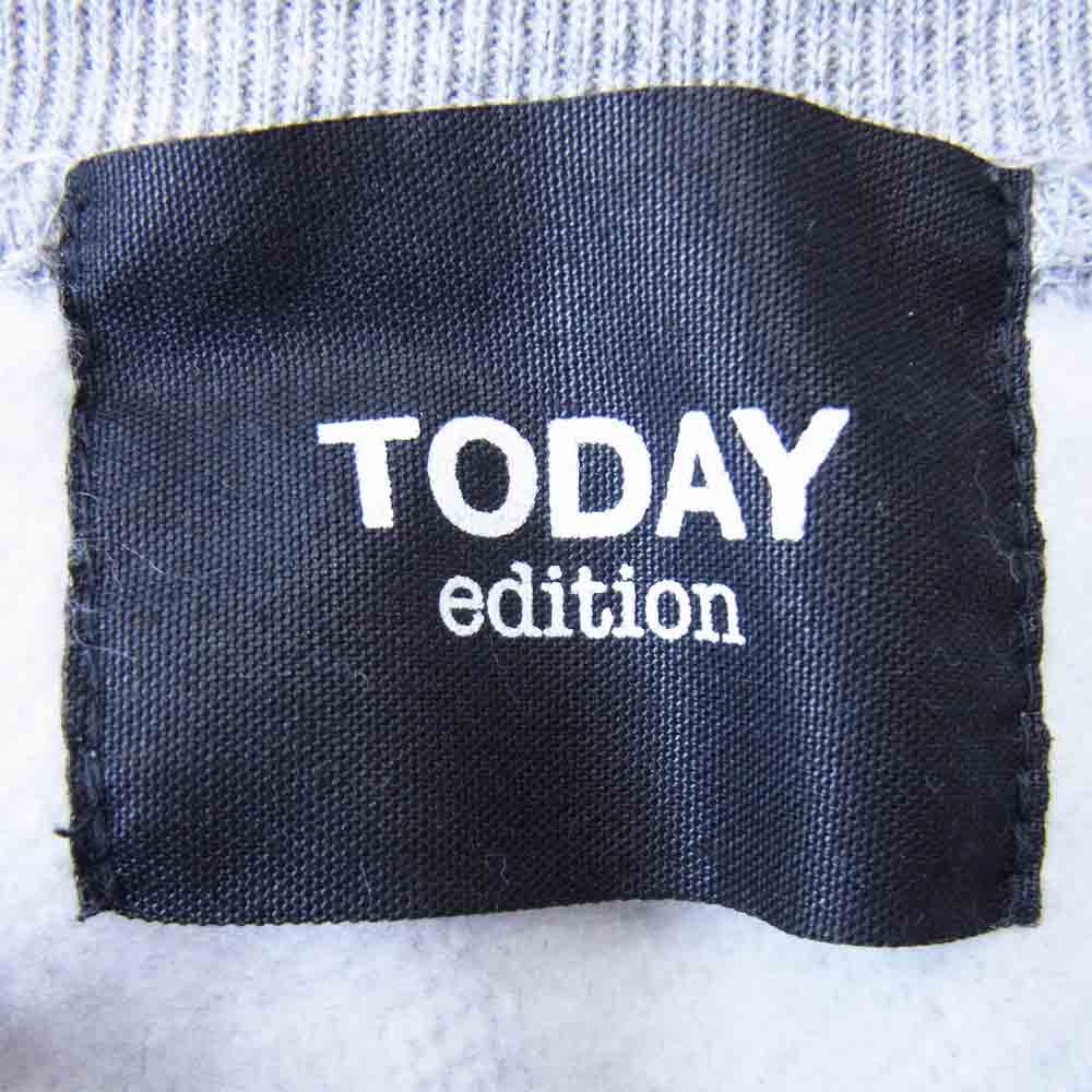 トゥデイ エディション HOW IS YOUR TODAY? プリント トレーナー スウェット グレー系 M【美品】【中古】