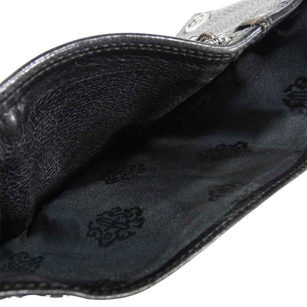 CHROME HEARTS クロムハーツ（原本有） 3FOLD 3フォールド カスタムオーダー クロス パッチ ボタン レザー ウォレット ブラック系【中古】