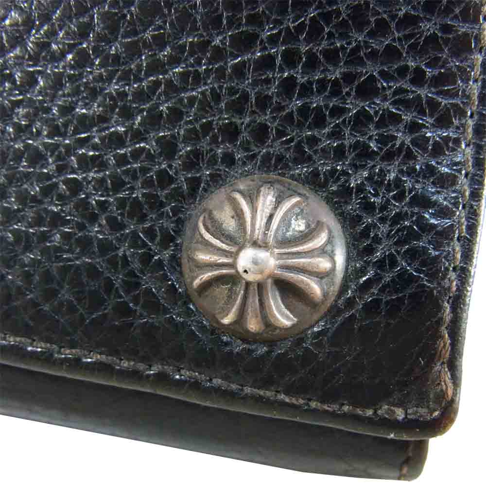 CHROME HEARTS クロムハーツ（原本有） 3FOLD 3フォールド カスタムオーダー クロス パッチ ボタン レザー ウォレット ブラック系【中古】