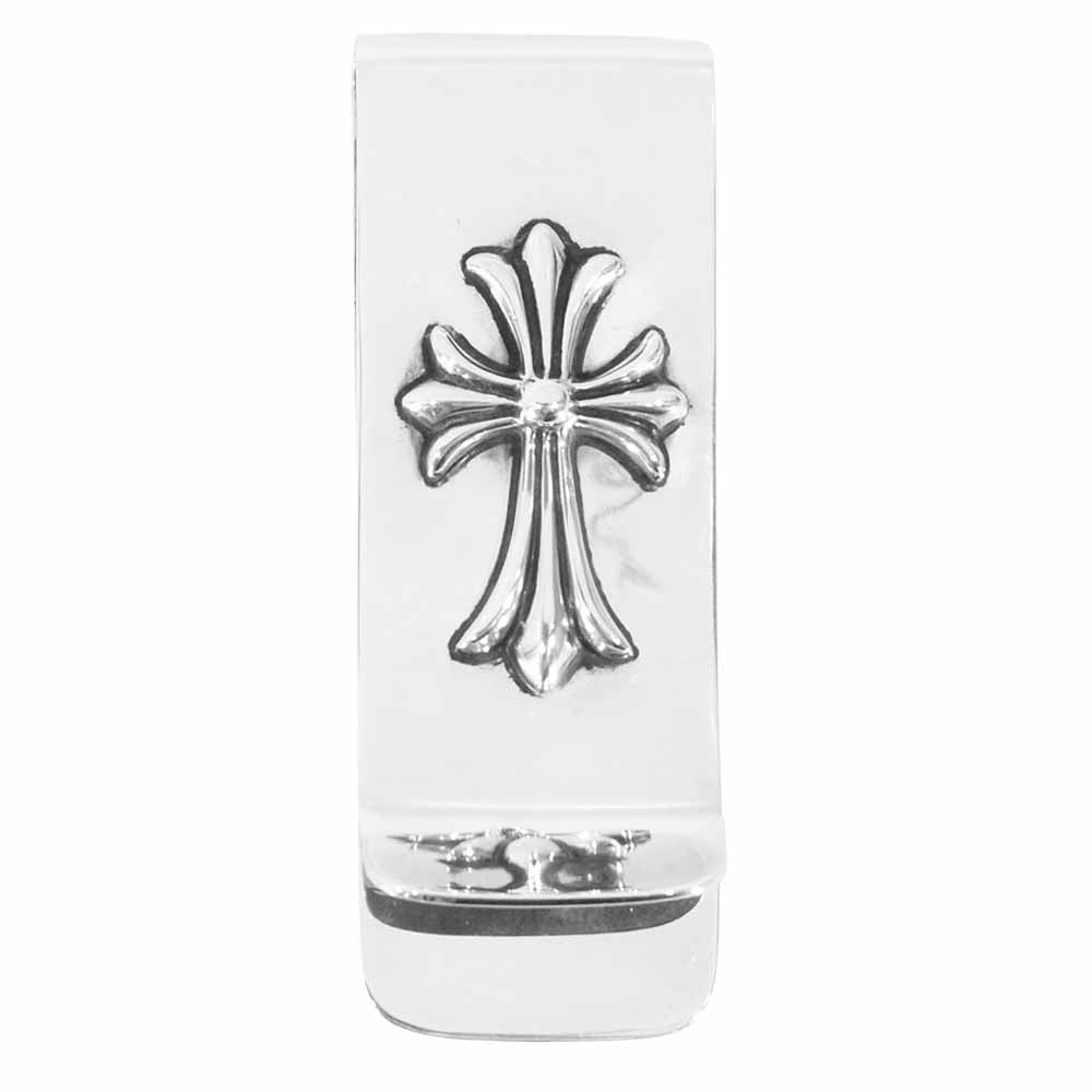 CHROME HEARTS クロムハーツ（原本無） 海外インボイス付属 CLIP MONEY LRG ラージ クロス マネークリップ シルバー系【美品】【中古】
