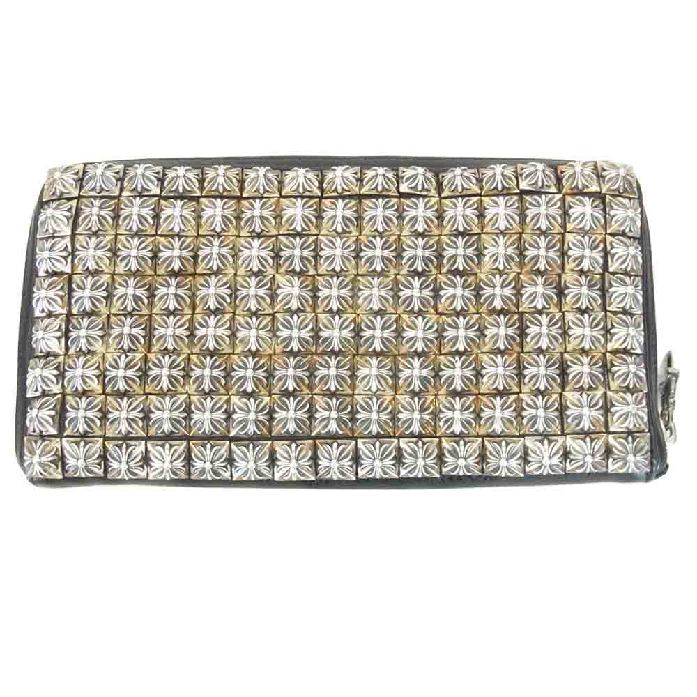CHROME HEARTS クロムハーツ（原本無） WALLET REC F ZIP PYRMD STUDS フルゼロ ピラミッド ウォレット シルバー系 ブラック系【中古】