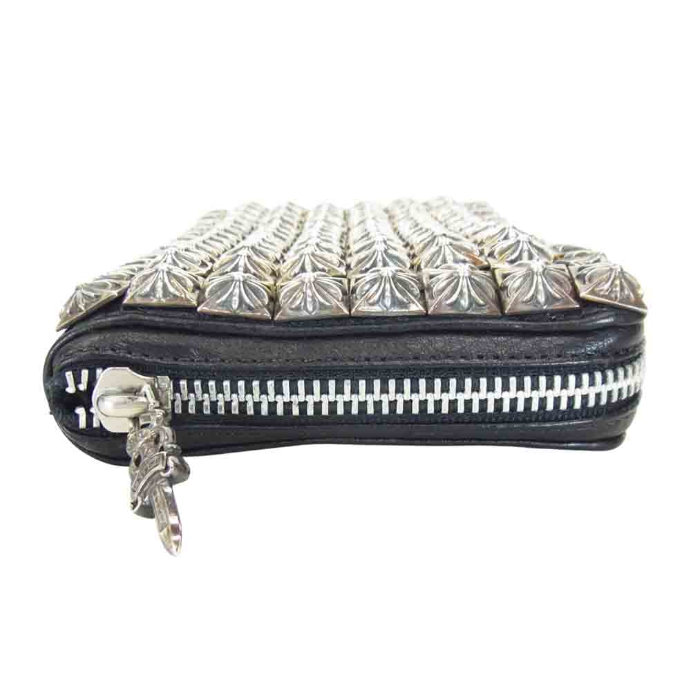 CHROME HEARTS クロムハーツ（原本無） WALLET REC F ZIP PYRMD STUDS フルゼロ ピラミッド ウォレット シルバー系 ブラック系【中古】