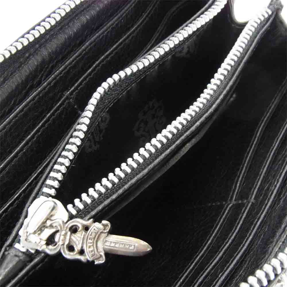 CHROME HEARTS クロムハーツ（原本無） WALLET REC F ZIP PYRMD STUDS フルゼロ ピラミッド ウォレット シルバー系 ブラック系【中古】
