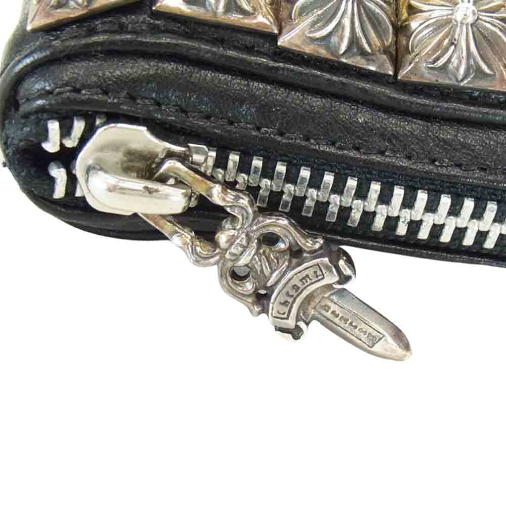 CHROME HEARTS クロムハーツ（原本無） WALLET REC F ZIP PYRMD STUDS フルゼロ ピラミッド ウォレット シルバー系 ブラック系【中古】