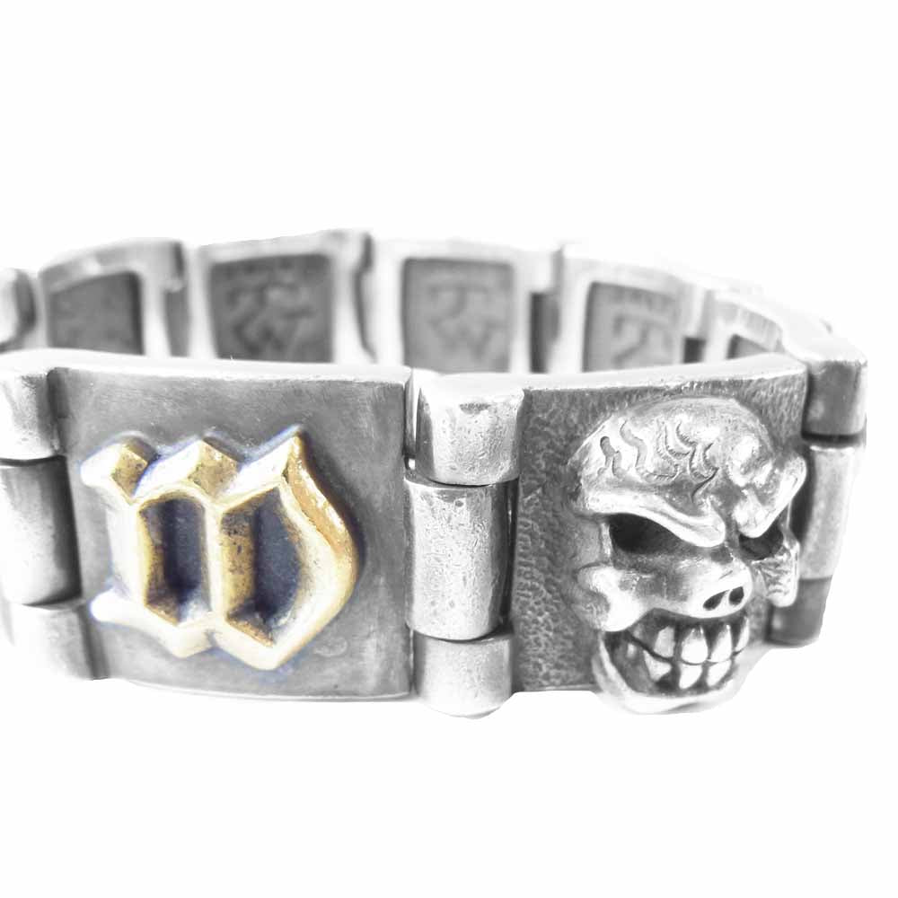 TRAVIS WALKER トラヴィスワーカー ギャランティカード付属 スカル クロス Tバー ブレスレット シルバー系【中古】