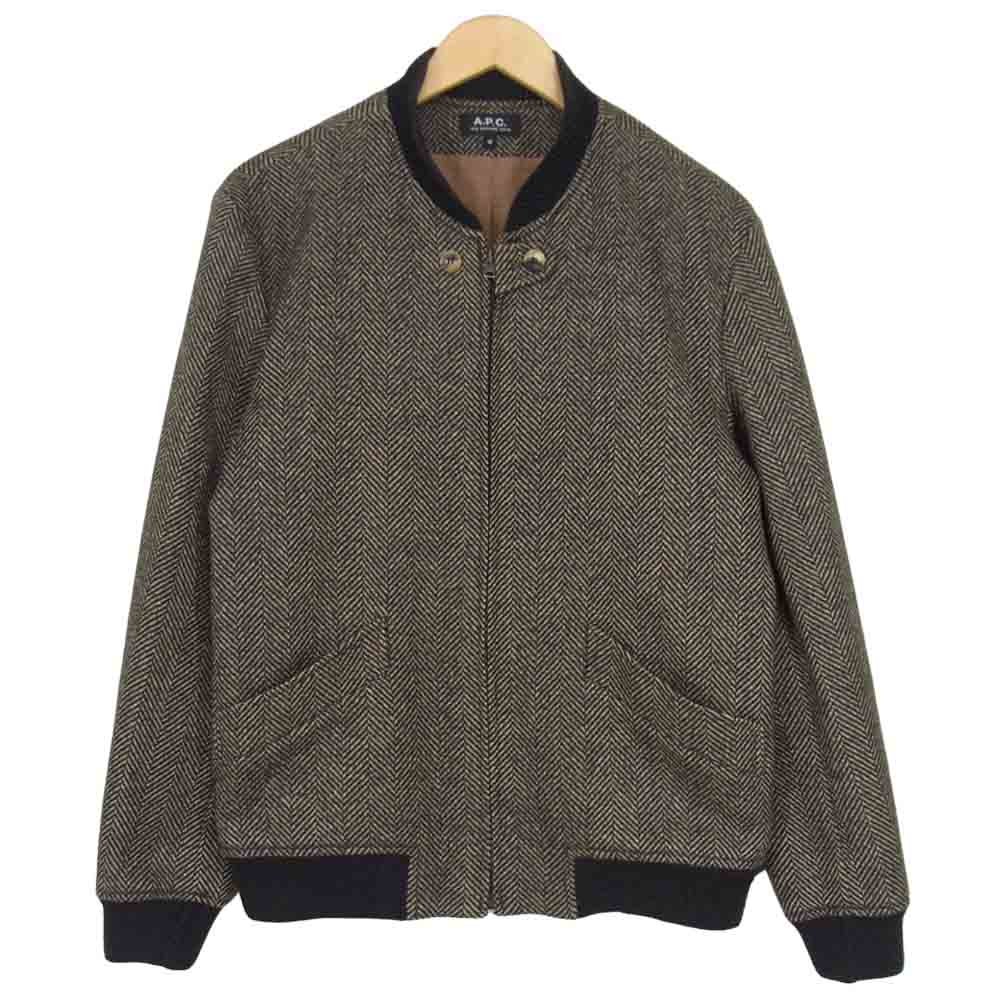 A.P.C. アーペーセー ROBERT NOBLE社 ヘリンボーン ツイード ブルゾン  ブラック系 M【中古】