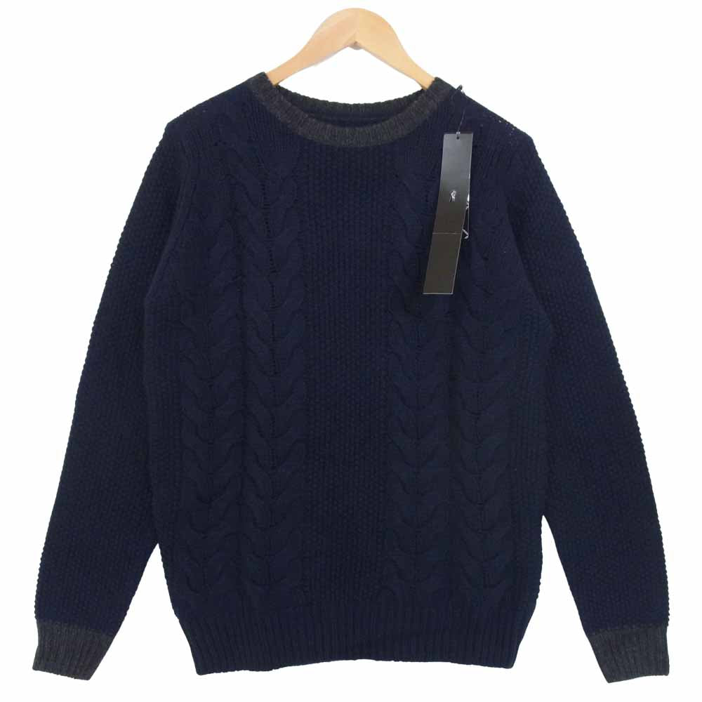 uniform experiment ユニフォームエクスペリメント 15AW UE-156097 CABLE CREW NECK KNIT ケーブル クルーネック ニット ネイビー系 2【中古】