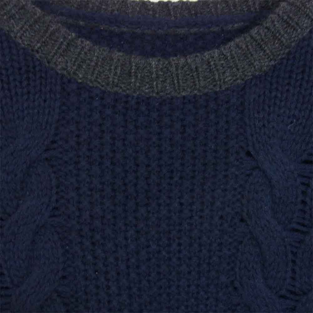 uniform experiment ユニフォームエクスペリメント 15AW UE-156097 CABLE CREW NECK KNIT ケーブル クルーネック ニット ネイビー系 2【中古】