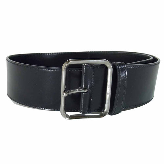 GUCCI グッチ ロゴプレート ワイド ベルト 037219416497028 イタリア製 ブラック系【美品】【中古】