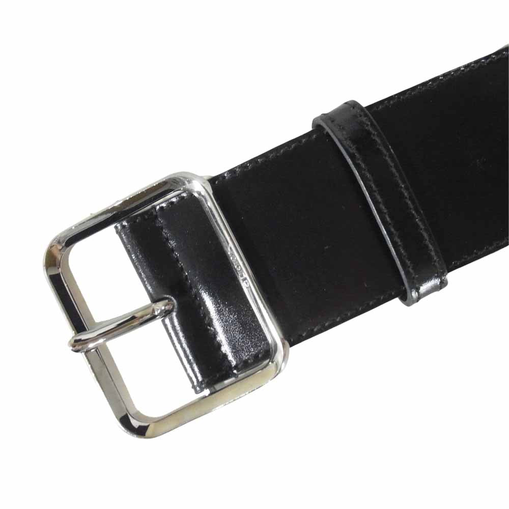GUCCI グッチ ロゴプレート ワイド ベルト 037219416497028 イタリア製 ブラック系【美品】【中古】