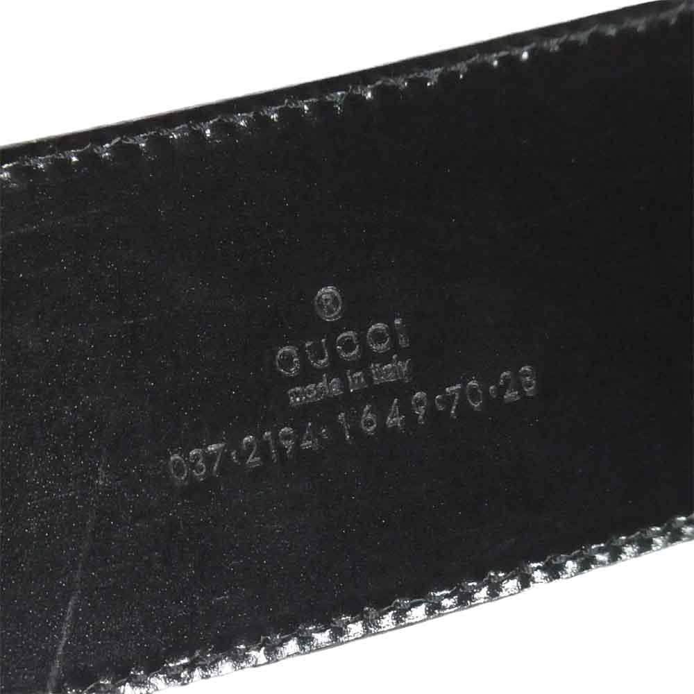 GUCCI グッチ ロゴプレート ワイド ベルト 037219416497028 イタリア製 ブラック系【美品】【中古】