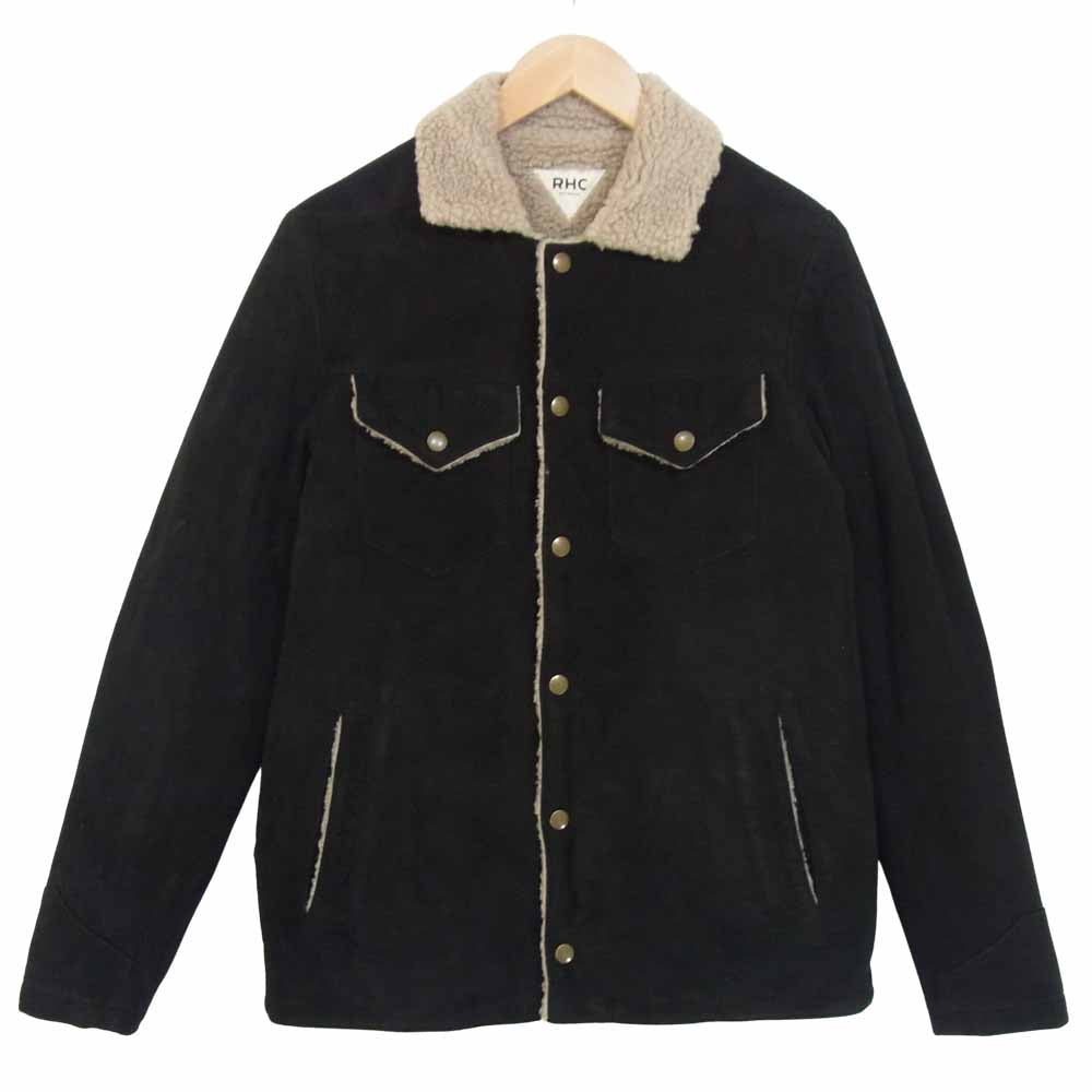 Ron Herman ロンハーマン ゴートレザー スエード ボア ジャケット やぎ革 ポケット ブラック系 S【中古】