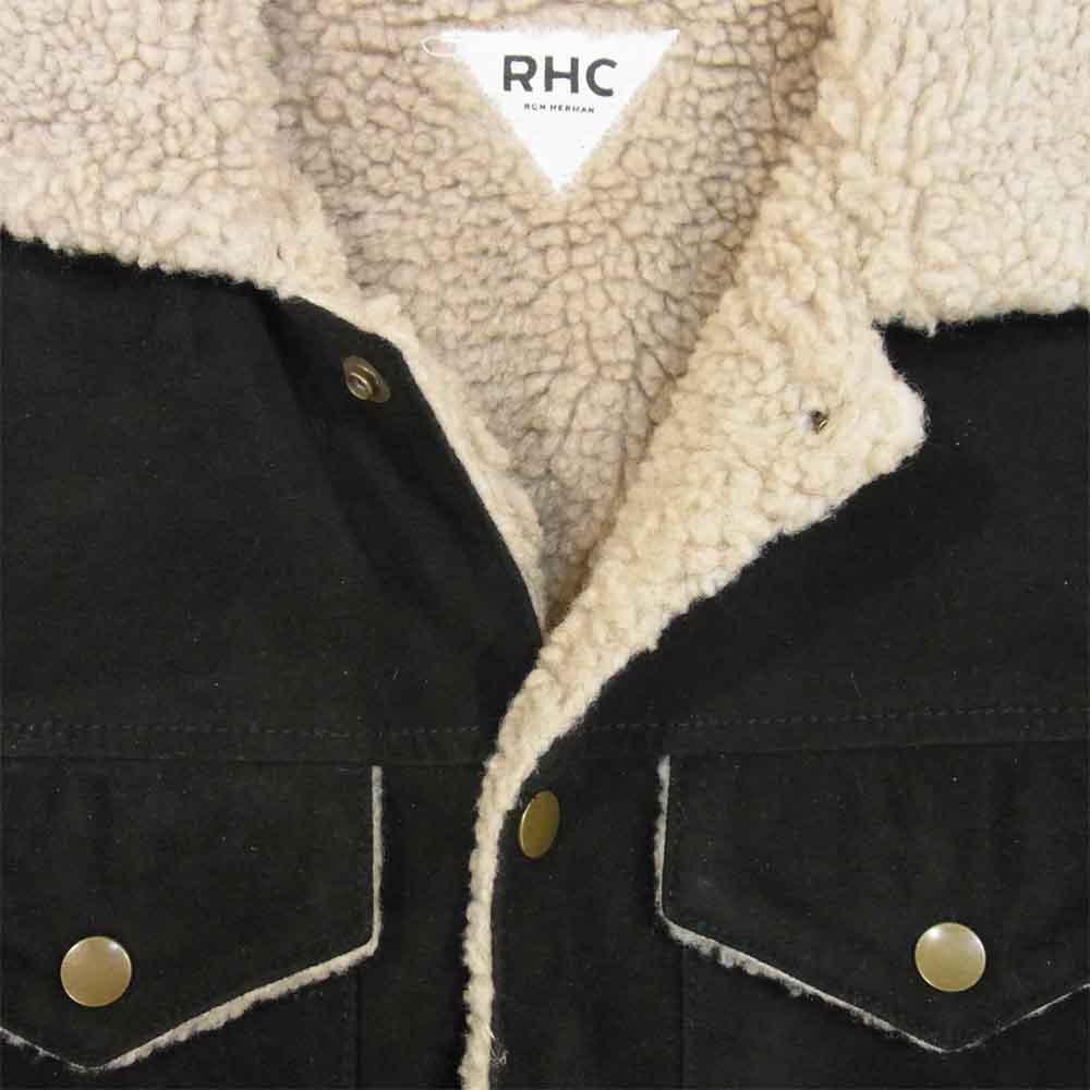 Ron Herman ロンハーマン ゴートレザー スエード ボア ジャケット やぎ革 ポケット ブラック系 S【中古】