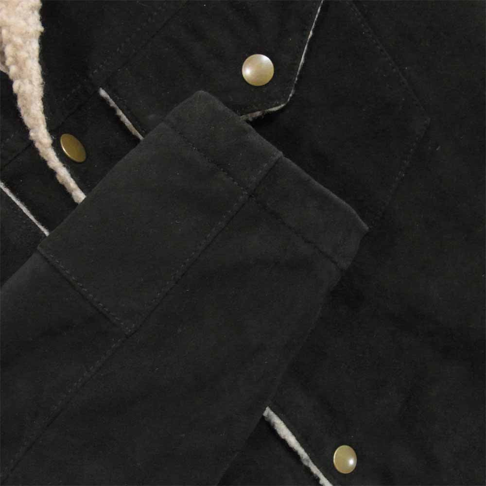 Ron Herman ロンハーマン ゴートレザー スエード ボア ジャケット やぎ革 ポケット ブラック系 S【中古】