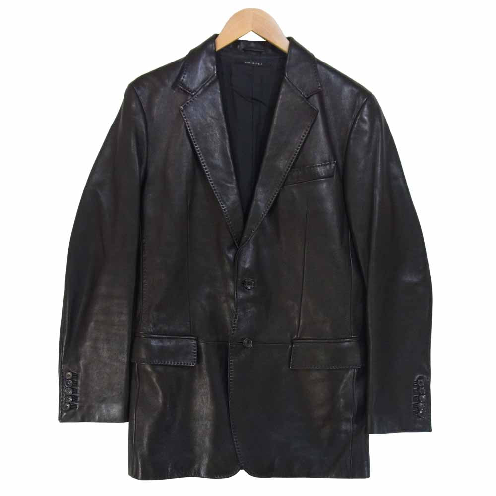 GUCCI グッチ 102555 27540 国内正規品 ラムレザー 2B テーラード ジャケット ブラック系 46【美品】【中古】