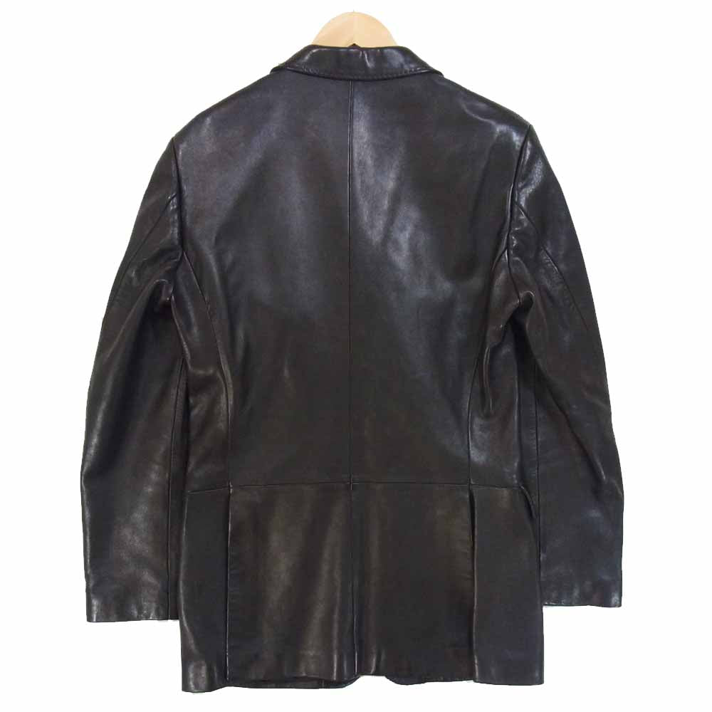 GUCCI グッチ 102555 27540 国内正規品 ラムレザー 2B テーラード ジャケット ブラック系 46【美品】【中古】