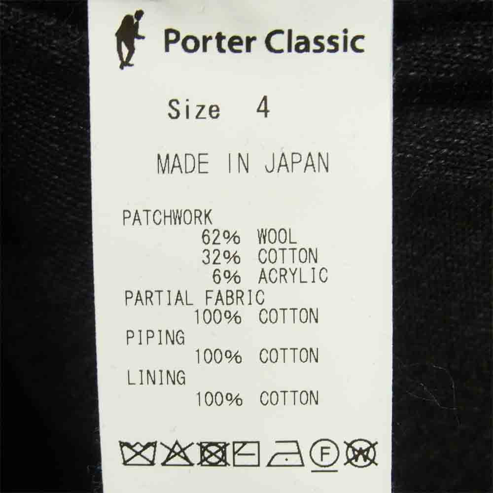 PORTER CLASSIC ポータークラシック H/W PATCH WORK KNIT CARDIGAN ハンドワーク パッチワーク ニット カーディガン ブラック系 グレー系 4【中古】