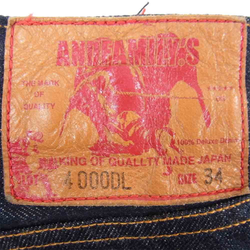 ANDFAMILYS アンドファミリー 4000DL  インディゴ デニム パンツ インディゴブルー系 34【中古】