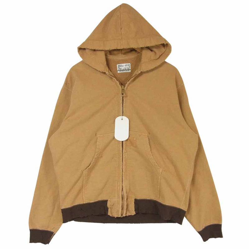 ネクサスセブン RMS-NNK-COA DAMAGED ACTIVE PARKA ダメージ加工 フルジップ パーカー ブラウン系 S【美品】【中古】