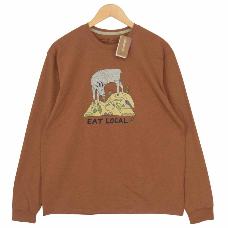 patagonia パタゴニア 38513 L/S Eat Local Goat Responsibili Tee 長袖 Tシャツ ブラウン系 S【新古品】【未使用】【中古】