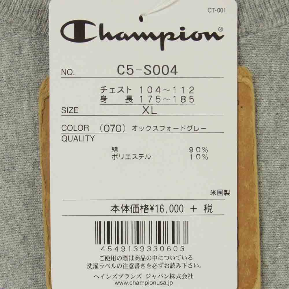 Champion チャンピオン C5-S004 リバースウィーブ 赤タグ クルーネック スウェット オックスフォードグレー アメリカ製 グレー系 XL【新古品】【未使用】【中古】