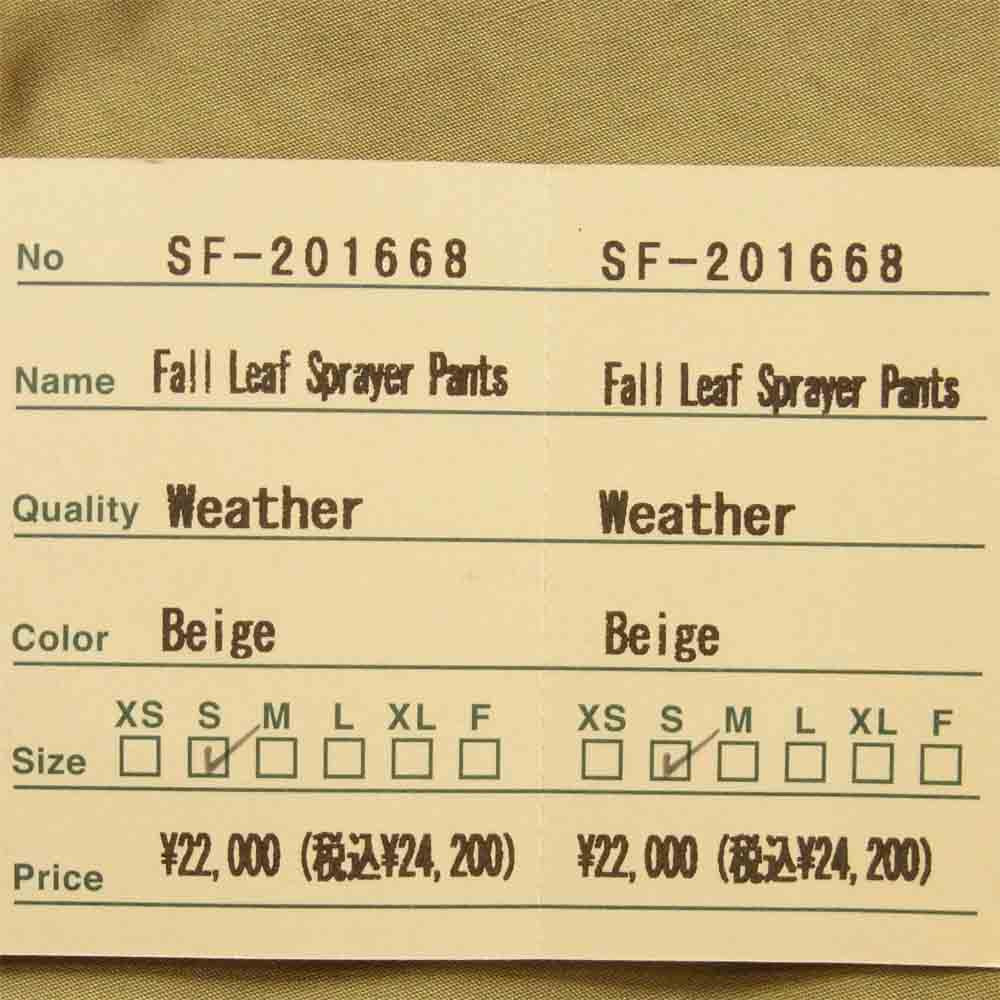 SASAFRAS ササフラス SF-201668 Fall Leaf Sprayer Pants フォール リーフ スプレイヤー パンツ ベージュ系【新古品】【未使用】【中古】
